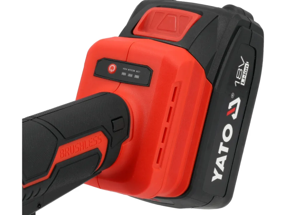 SZLIFIERKA KĄTOWA 18V 125MM (BL MOTOR; 2X4AH) WŁĄCZNIK ŁOPATKOWY