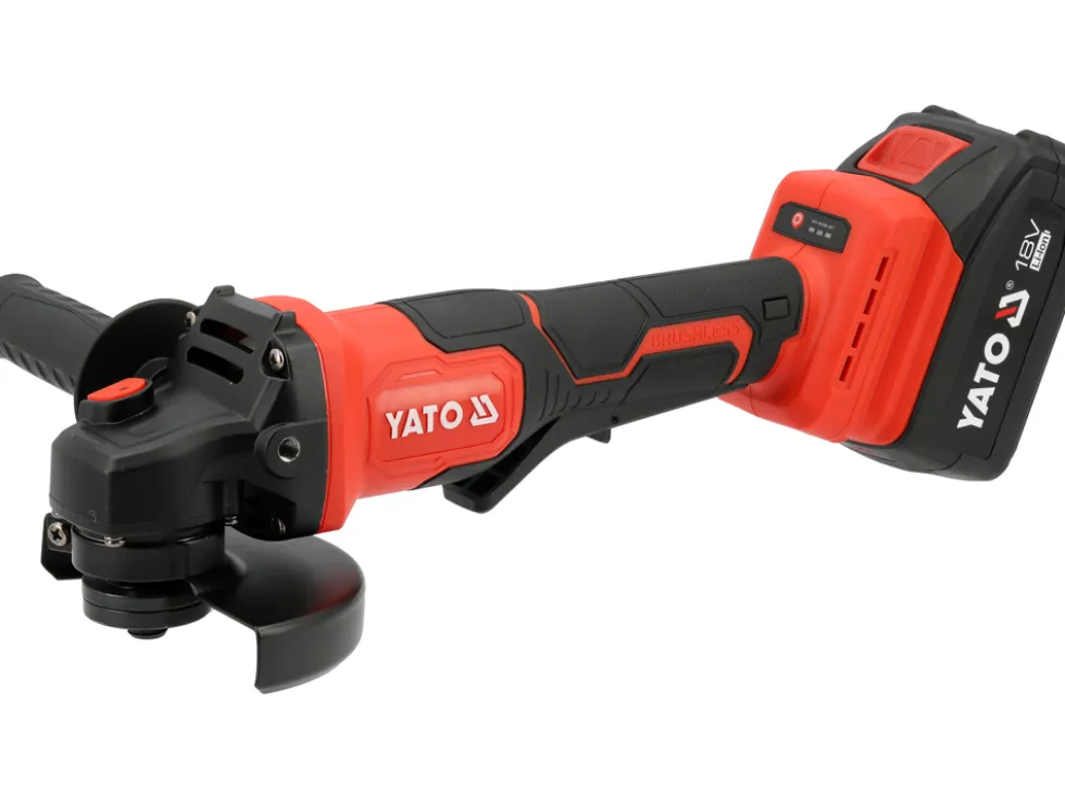 SZLIFIERKA KĄTOWA 18V 125MM (BL MOTOR; 2X4AH) WŁĄCZNIK ŁOPATKOWY