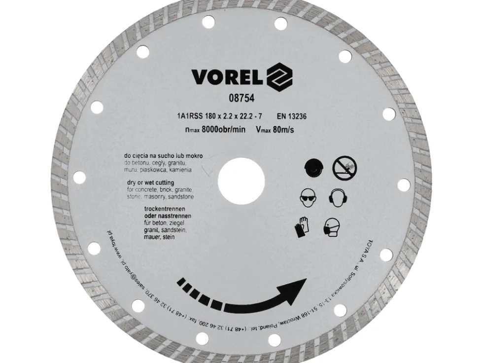 TARCZA DIAMENTOWA 180 MM, SEGMENT TURBO