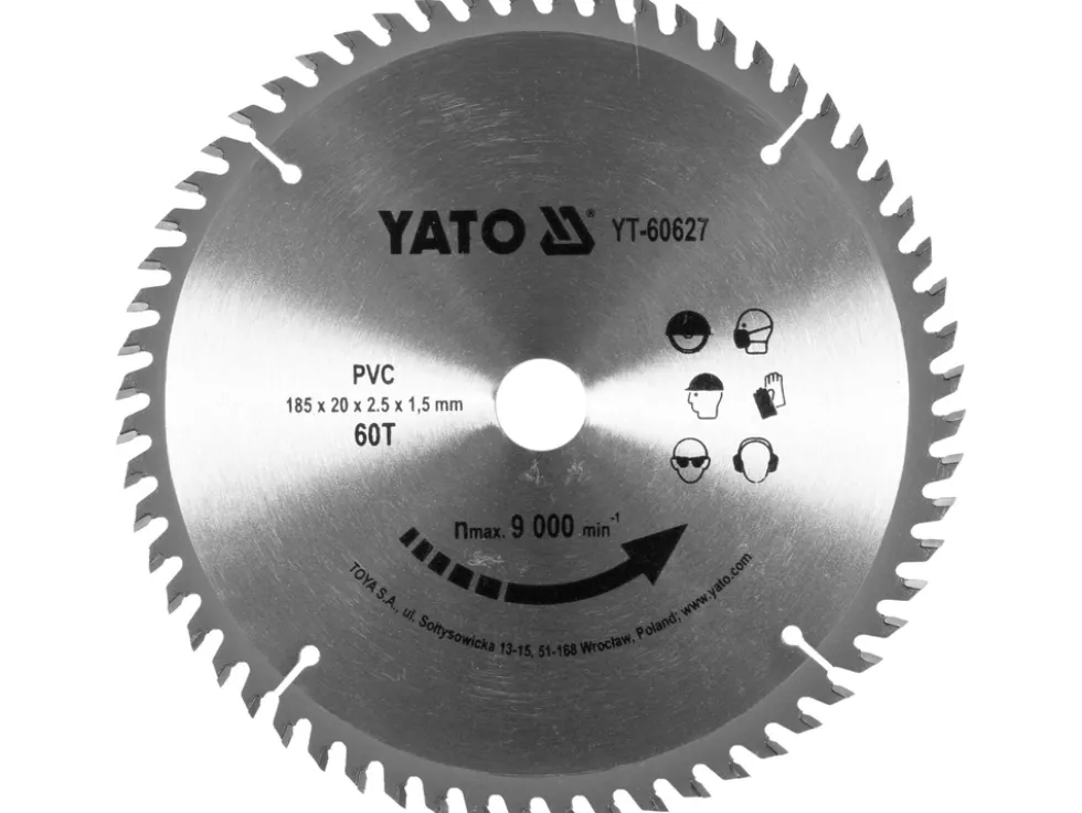TARCZA DO CIĘCIA LISTEW PODŁOGOWYCH I KORYTEK KABLOWYCH PCV PILARKĄ 185/60T 20MM