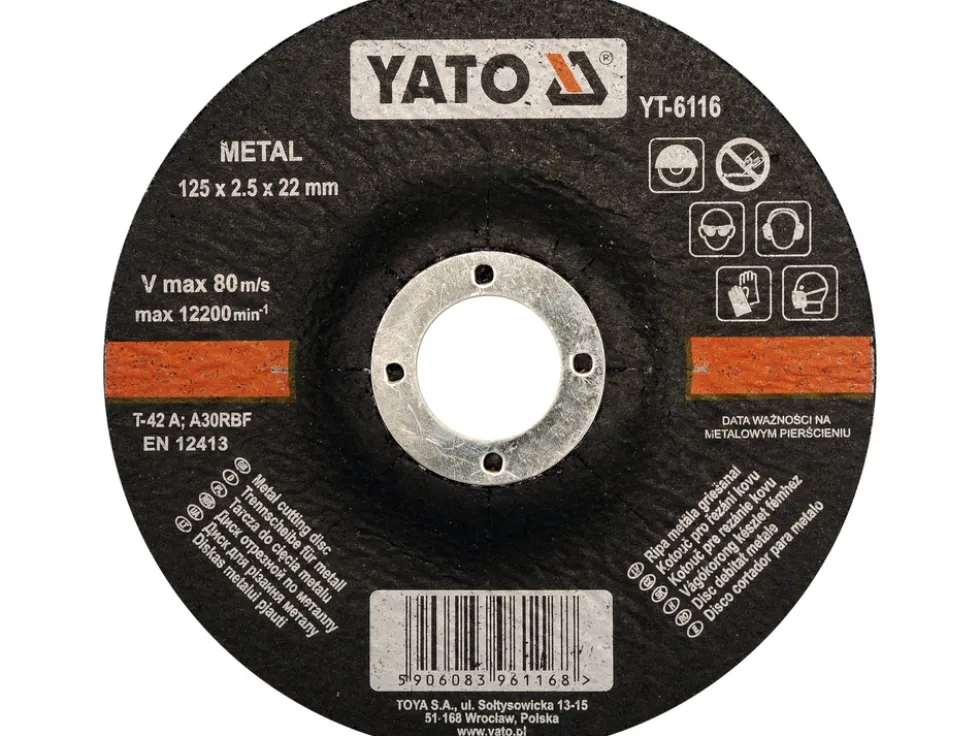 TARCZA DO CIĘCIA METALU, WYPUKŁA 125X2,5X22 MM