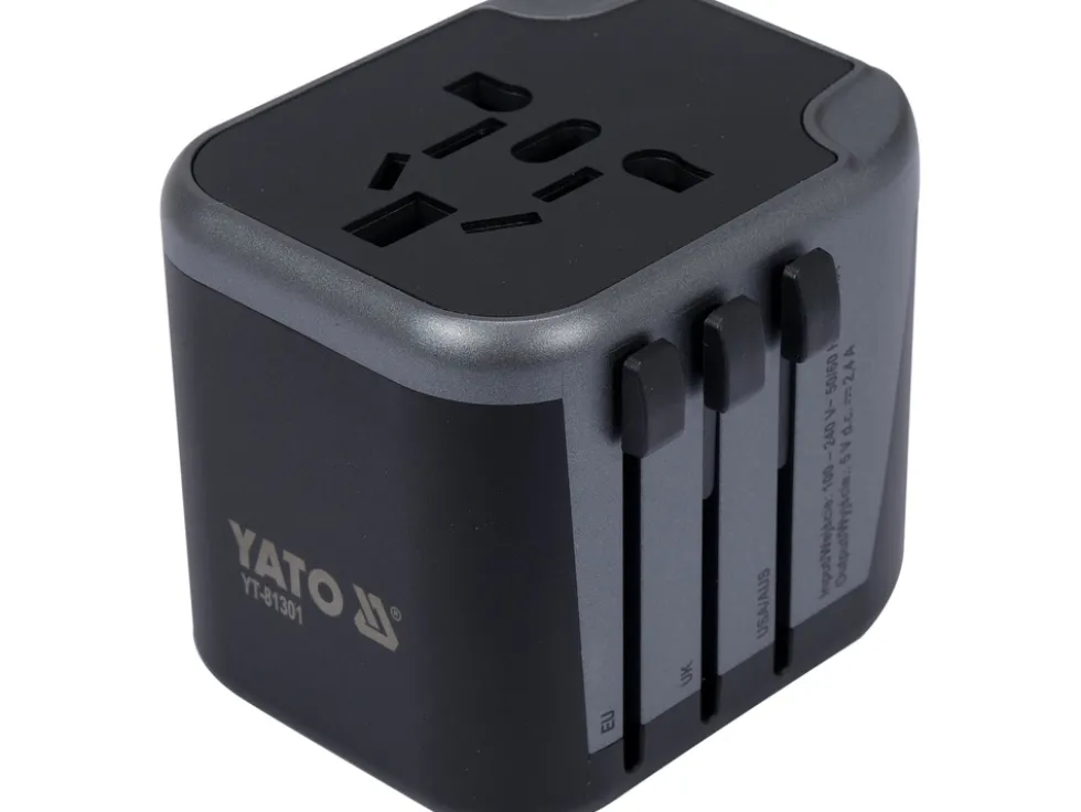 UNIWERSALNY ADAPTER PODRÓŻNY DO PONAD 150 KRAJÓW Z ŁADOWARKĄ 2 X USB 5V/2,4A