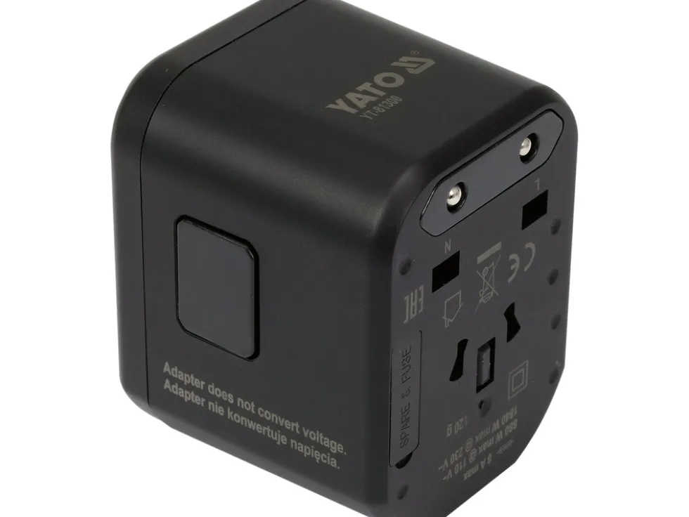 UNIWERSALNY ADAPTER PODRÓŻNY DO PONAD 150 KRAJÓW Z SZYBKĄ ŁADOWARKĄ USB Q.C. 3.0, 20W