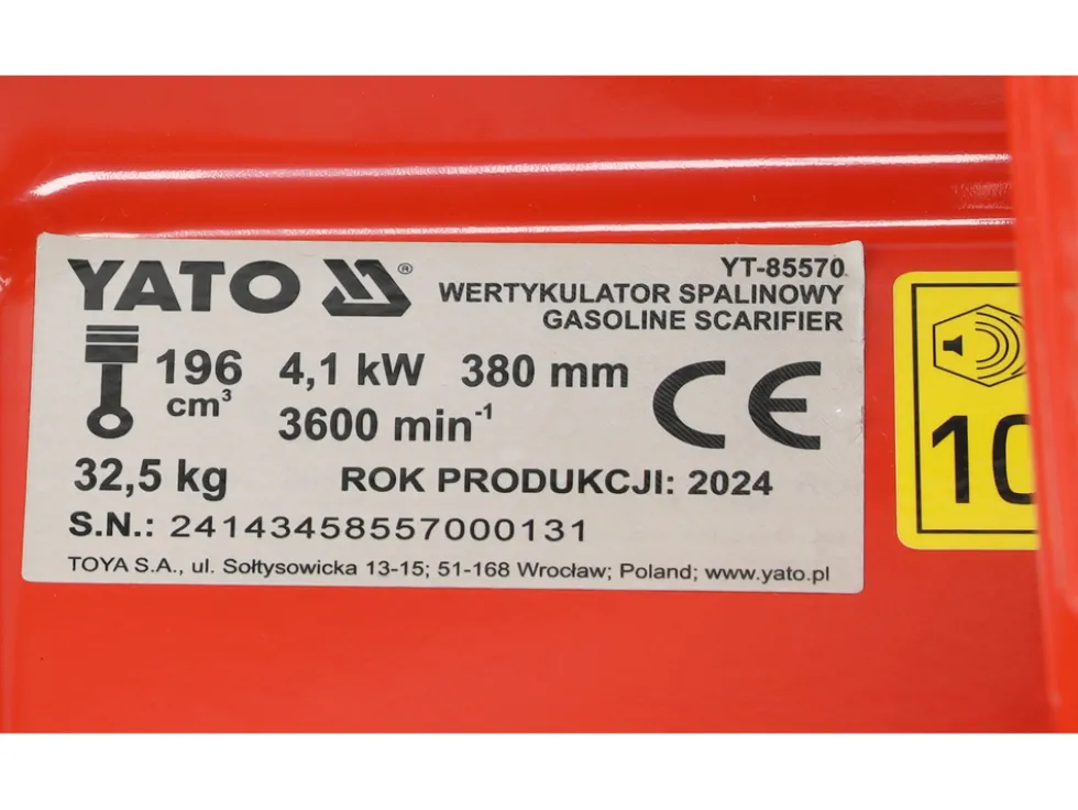 WERTYKULATOR/AERATOR SPALINOWY 2W1 38CM POJ 196CM3