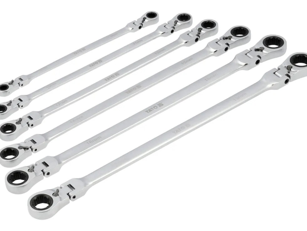 ZESTAW KLUCZY OCZKOWYCH, DŁUGICH Z GRZECHOTKĄ I PRZEGUBEM 8-19MM, 6 SZT.
