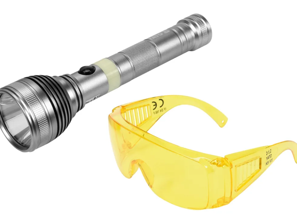 ZESTAW LATARKA UV AKUMULATOROWA 3W I OKULARY