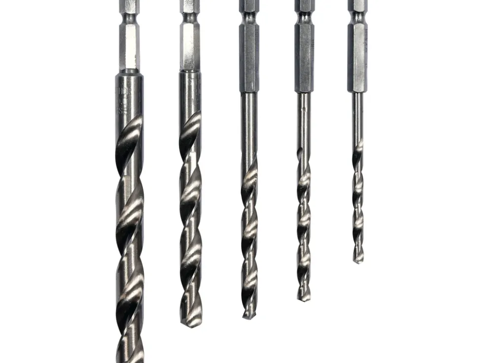 ZESTAW WIERTEŁ DO METALU HSS, 5 SZT., 4-10 MM, UCHWYT HEX 1/4''