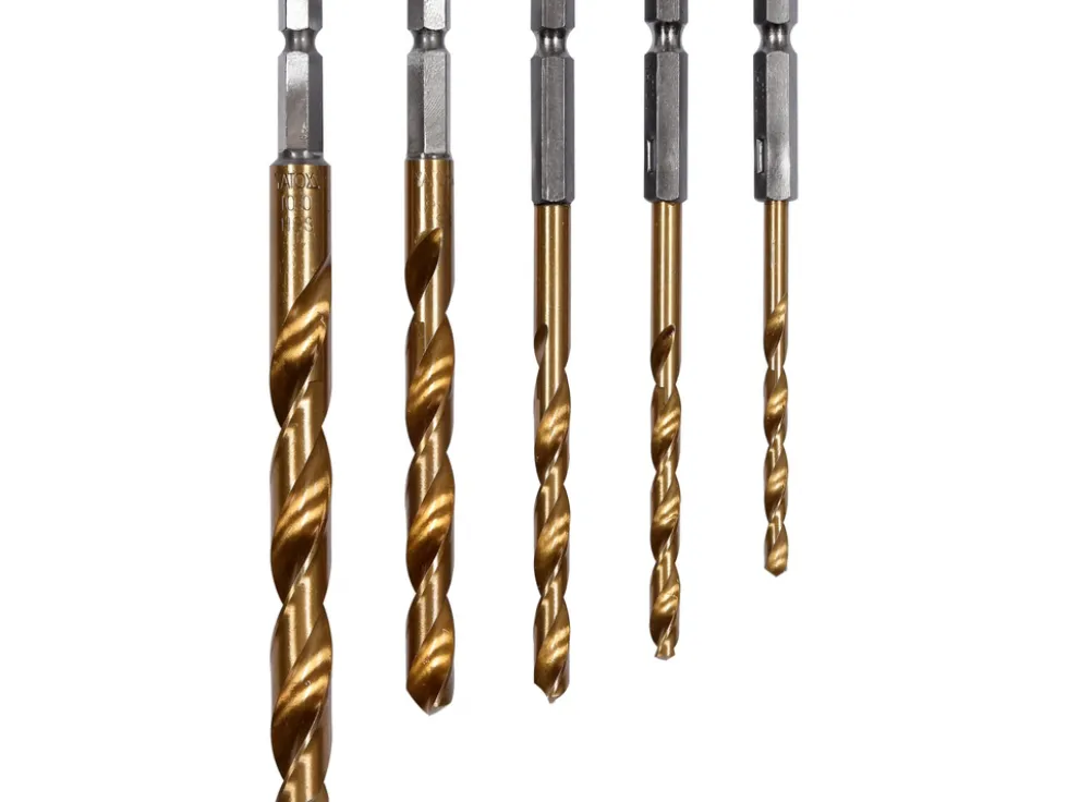 ZESTAW WIERTEŁ DO METALU Z TYTANOWĄ POWŁOKĄ 4-10MM, 5SZT. UCHWYT HEX 1/4''