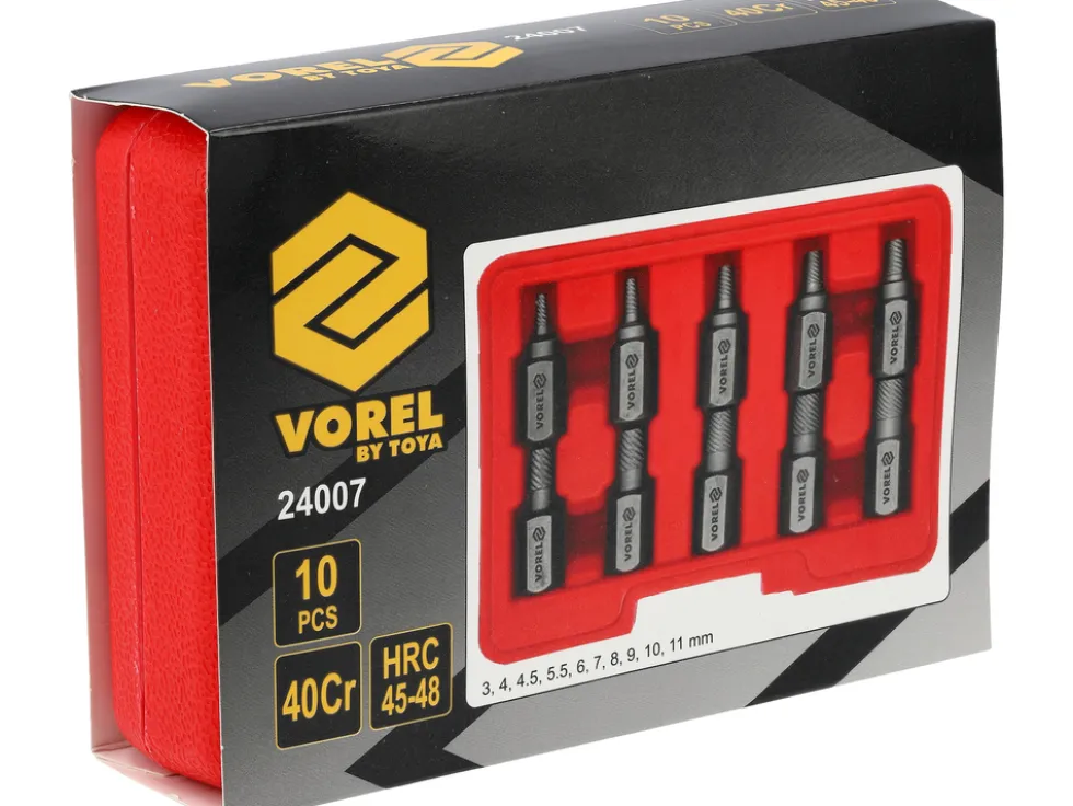 ZESTAW WYKRĘTAKÓW DO USZKODZONYCH ŚRUB WEWNĘTRZNYCH HEX, TORX, SPLINE, 10 E